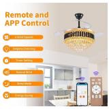 Crystal Fandelier with Lights Black Remote