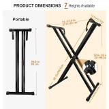 MUZNOTE Double-X Keyboard Stand, 7-Height