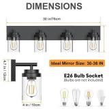 IZORRO 4-Light 30" Matte Black Vanity Light