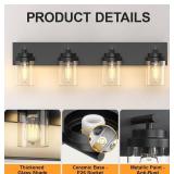 IZORRO 4-Light 30" Matte Black Vanity Light