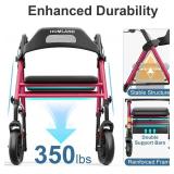 HOMLAND Foldable Rollator with Seat, 8" Wheels