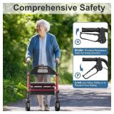 HOMLAND Foldable Rollator with Seat, 8" Wheels
