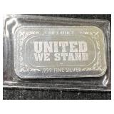 1 TROY OZ .999 FINE SILVER AMERICAN FLAG BAR
