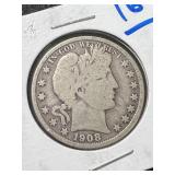 1908-O US BARBER HALF DOLLAR