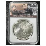 1897 US MORGAN SILVER DOLLAR SLABBED