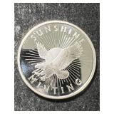 1 TROY OZ .999 FINE SILVER SUNSHINE MINTING ROUND