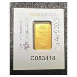 1 GRAM .999 FINE GOLD PAMP BAR