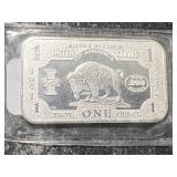 1 TROY OZ .999 FINE SILVER BISON BAR