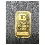 1 GRAM .999 FINE GOLD TD BAR