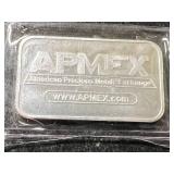 1 TROY OZ .999 FINE SILVER APMEX BAR
