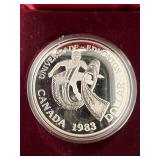 1983 EDMONTON CANADIAN PROOF SILVER DOLLAR IN BOX