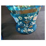 Blue Hand-Painted Glass Pitcher & 6 Tumblers Set