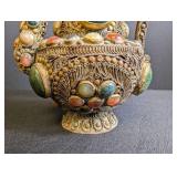 Ornate Ewer-Style Vessel With Cabochon Inlay