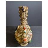 Ornate Ewer-Style Vessel With Cabochon Inlay