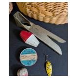 Vintage Fishing Tackle Mixed Lot With Wicker Creels