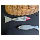 Vintage Fishing Tackle Mixed Lot With Wicker Creels