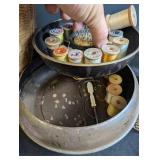 Vintage Sewing Notions, Thread Spools, Lace & Basket Mixed Lot
