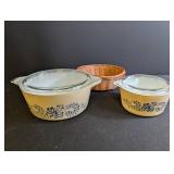 Vintage Pyrex Casserole Dish Set With Lids & Basket