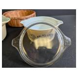 Vintage Pyrex Casserole Dish Set With Lids & Basket