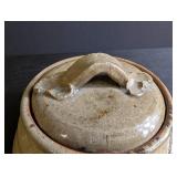 Stoneware Lidded Jar With Applied Leaf Decoration