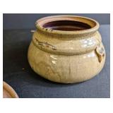 Stoneware Lidded Jar With Applied Leaf Decoration