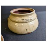 Stoneware Lidded Jar With Applied Leaf Decoration