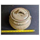 Stoneware Lidded Jar With Applied Leaf Decoration