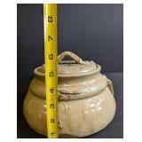 Stoneware Lidded Jar With Applied Leaf Decoration