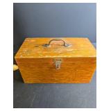Large Button Assortment in Wooden Storage Box