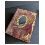 Antique Victorian Photo Album Music Box Floral Velvet Cover