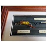 Antique English Salmon Bait C. 1900 Framed Fly Display
