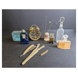 Vintage Estate Mixed Lot Guild-Hall Alarm Clock, Edgeworth Tin & Perfumes