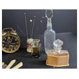 Vintage Estate Mixed Lot Guild-Hall Alarm Clock, Edgeworth Tin & Perfumes