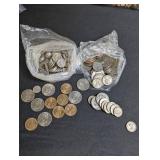 Mixed U.S. Coin Lot Kennedy Half Dollars Quarters Nickels & Cents