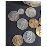 Mixed U.S. Coin Lot Kennedy Half Dollars Quarters Nickels & Cents