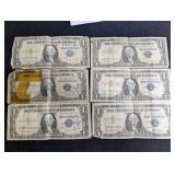 Vintage U.S. Silver Certificates (Lot of 6)