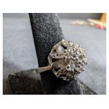 Sterling Silver Floral Cluster Ring