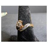 14K Diamond Ring Missing Large Diamond