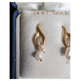 14K Gold Pearl Drop Earrings