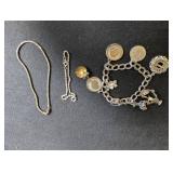 Sterling Jewelry Charm Bracelet, Necklace & Chain