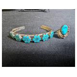 Vintage Bell Trading Co Silver And Turquoise Cuff & Ring Set