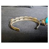 Vintage Bell Trading Co Silver And Turquoise Cuff & Ring Set