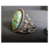 Vintage Silver And Turquoise Jewelry Mixed Lot - Cuff, Ring & Brooch