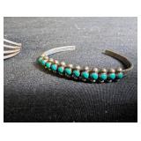 Vintage Silver And Turquoise Jewelry Mixed Lot - Cuff, Ring & Brooch