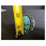 Vintage Silver And Turquoise Jewelry Mixed Lot - Cuff, Ring & Brooch