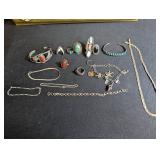 Vintage Estate Jewelry Mixed Lot Sterling, Watches, Bangles & Costume Jewelry