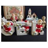 Vintage Christmas Decor Mixed Lot Wodin Japan Cross Stitch
