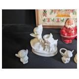 Vintage Christmas Decor Mixed Lot Wodin Japan Cross Stitch