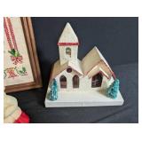 Vintage Christmas Decor Mixed Lot Wodin Japan Cross Stitch