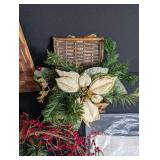 Mixed Lot Christmas Decor, Wreaths, Stocking & Embroidered Towels